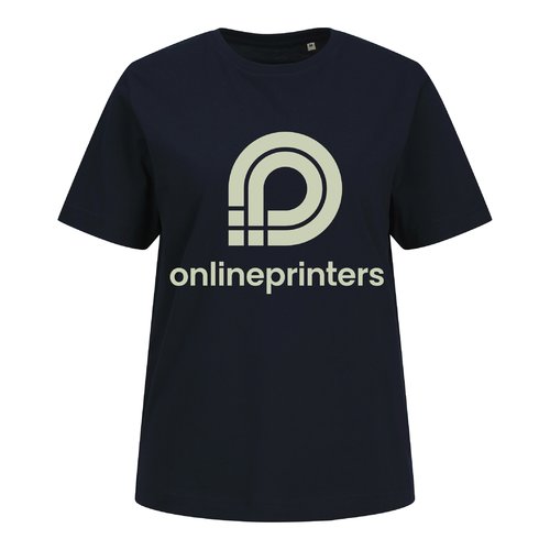Camiseta de mujer azul marino en algodn orgnico de manga corta.