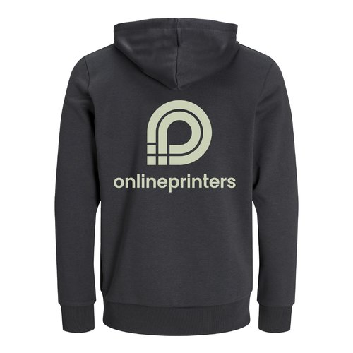 Sudadera con capucha unisex antracita hecha de algodn orgnico y reciclado.