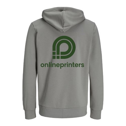 Sudadera con capucha gris de algodn orgnico y reciclado, corte unisex y capucha.