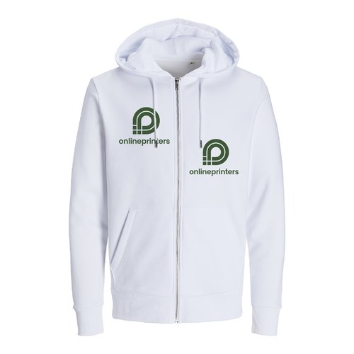 Chaqueta de ch�ndal blanca de algod�n y poli�ster reciclado con capucha y cremallera.