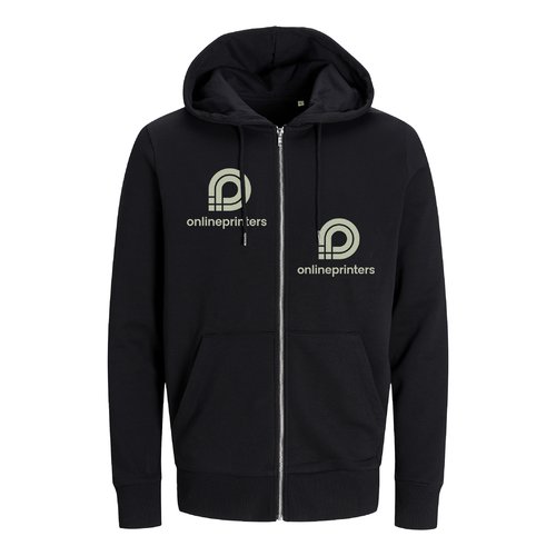 Sudadera negra con capucha de mezcla de algod�n y cremallera completa.