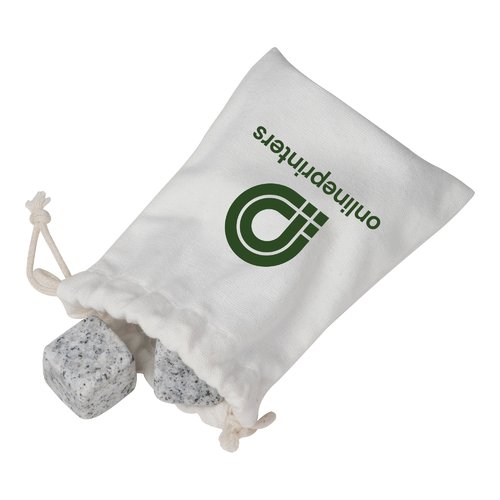 Cubitos de hielo de piedra gris con bolsa de algodn.