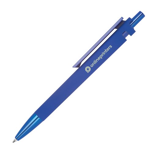 Bolgrafo azul de ABS reciclado con clip y botn pulsador.