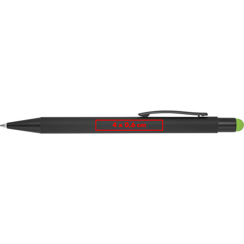 Bolgrafo de metal negro con funcin tctil y clip.