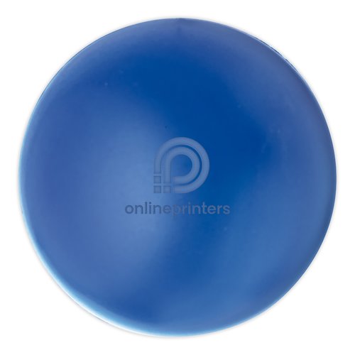 Pelota antiestrs azul de PU, redonda y dimensionalmente estable.