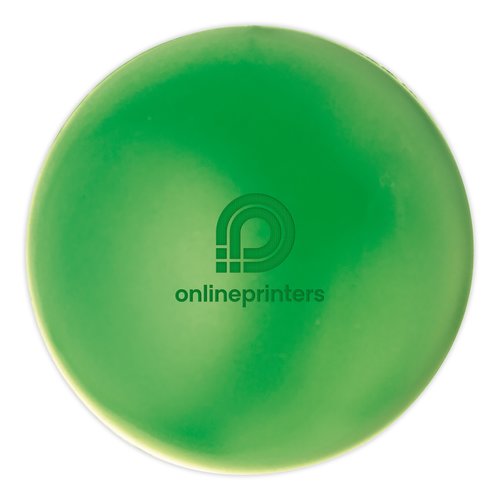 Pelota antiestrs verde de material suave.