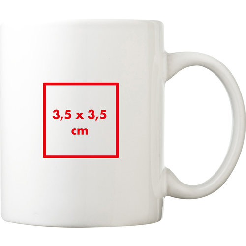 Taza blanca de cermica con asa.