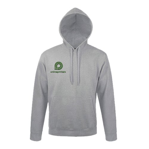 Sudadera con capucha jaspeada gris de mezcla de algod�n con capucha y bolsillo tipo canguro.
