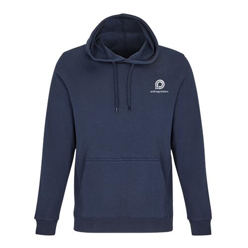 Sudadera con capucha azul marino de algod�n y poli�ster con capucha y bolsillo tipo canguro.