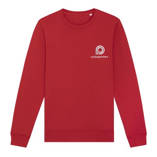 Sudadera roja unisex de mezcla de algod�n con cuello redondo.