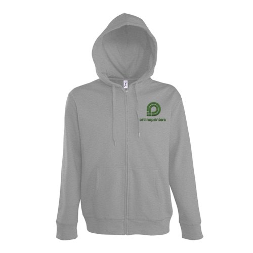 Chaqueta de ch�ndal gris jaspeado de mezcla de algod�n con capucha y cremallera completa.