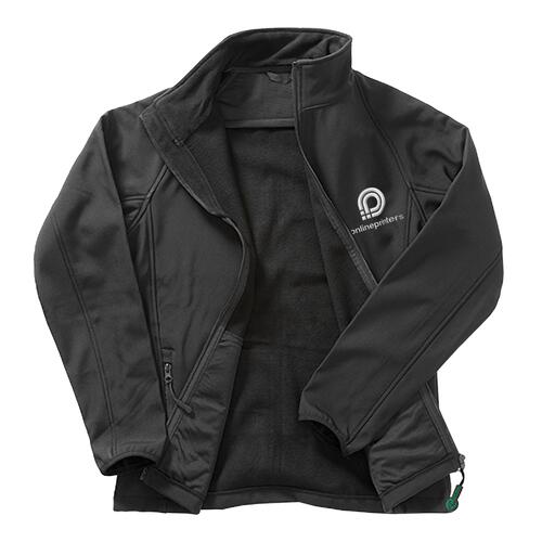 Chaqueta softshell negra de poli�ster para mujer con cremallera completa.