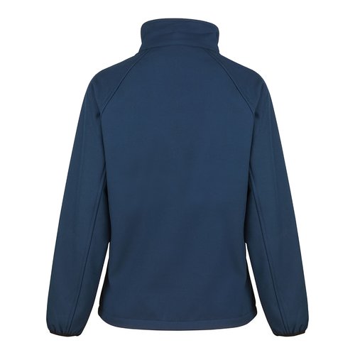 Chaqueta softshell azul marino para mujer hecha de poli�ster con cremallera completa y bolsillos laterales.