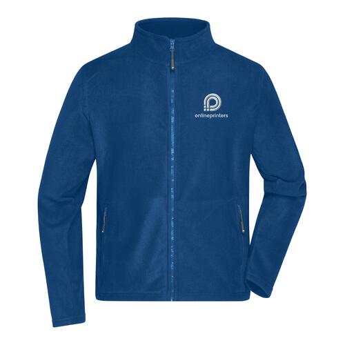 Chaqueta polar de poli�ster azul real con cremallera completa y bolsillos laterales para hombre.