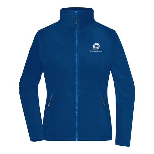 Chaqueta polar de poli�ster azul real para mujer con cremallera completa.