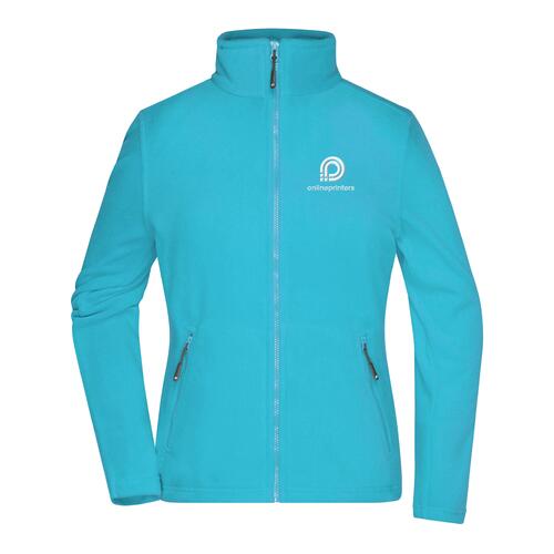 Chaqueta polar turquesa de poli�ster con cremallera completa y bolsillos laterales.