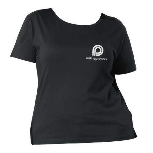 Camiseta negra de mujer en algod�n org�nico de manga corta.