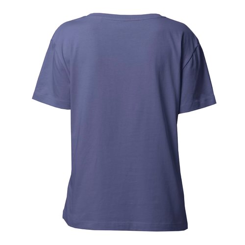 Camiseta azul de algod�n org�nico para mujer con mangas cortas.