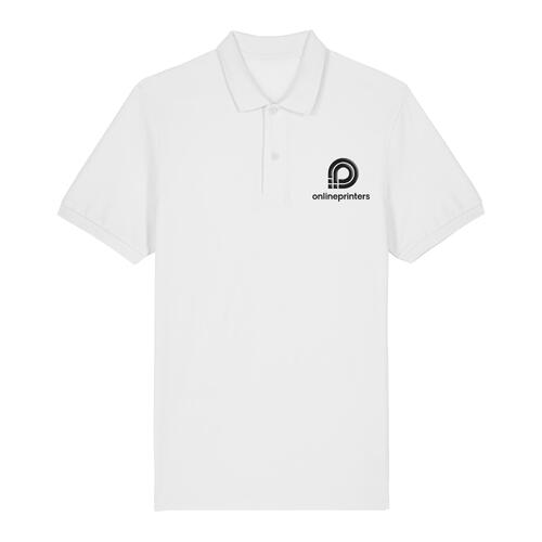 Polo blanco de algod�n org�nico para hombre con tapeta de botones corta.