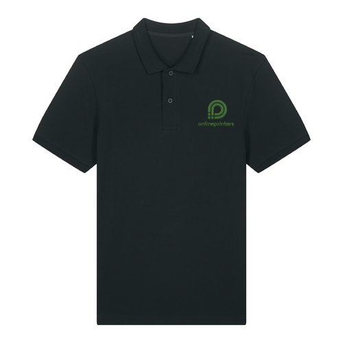 Polo negro de algod�n org�nico para hombre con tapeta de botones corta.