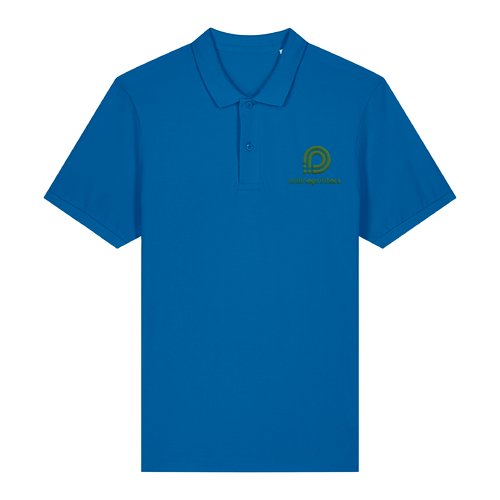 Polo de algod�n org�nico azul real para hombre.