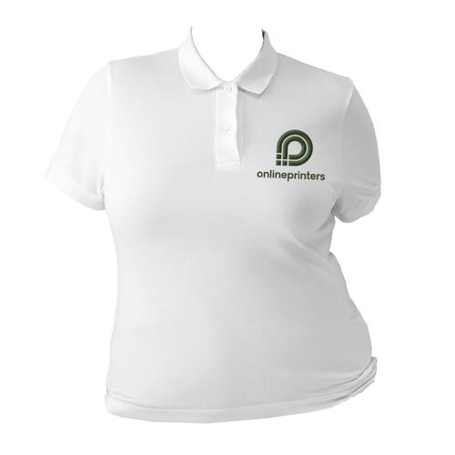 Polo blanco de algod�n org�nico para mujer con tapeta de botones corta.