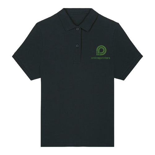 Polo negro de algod�n org�nico para mujer con mangas cortas.