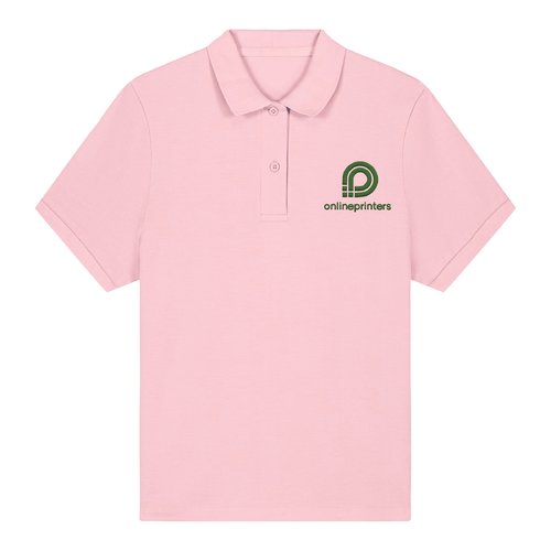 Polo rosa de algod�n org�nico para mujer con mangas cortas.