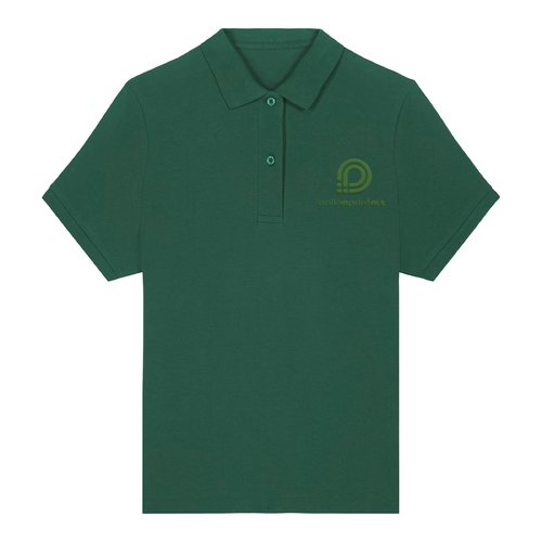 Polo verde de mujer en algod�n con mangas cortas y tapeta de botones.