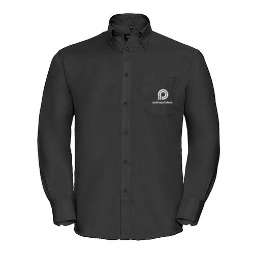 Camisa negra de algod�n para hombre con mangas largas.