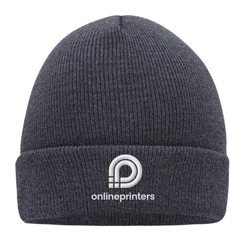 Gorro de punto gris hecho de material c�lido con patr�n de canal�.