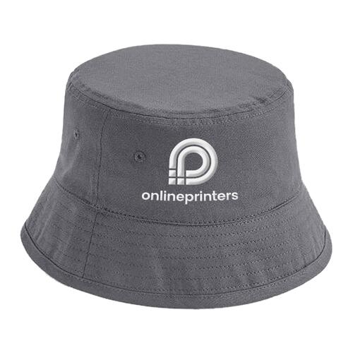 Sombrero de pescador de algod�n gris oscuro con ala envolvente.