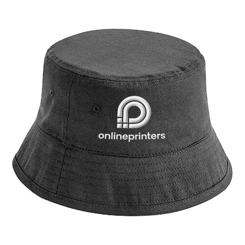 Sombrero de pescador negro de algod�n con ala reforzada.