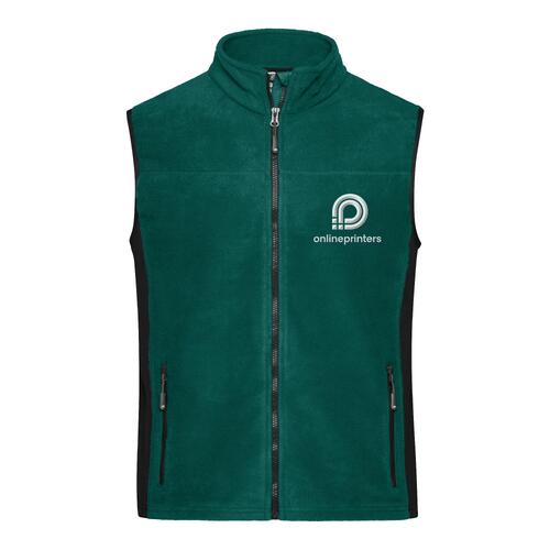 Chaleco polar de poli�ster verde oscuro con cremallera completa y bolsillos laterales.