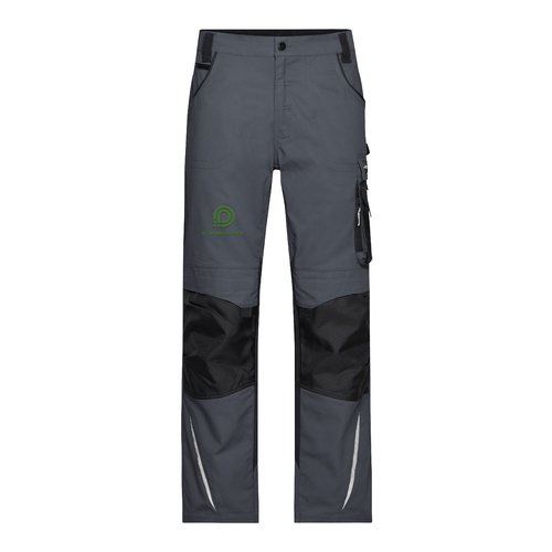 Pantaln de trabajo gris oscuro/negro en mezcla de polister y algodn con bolsillos.