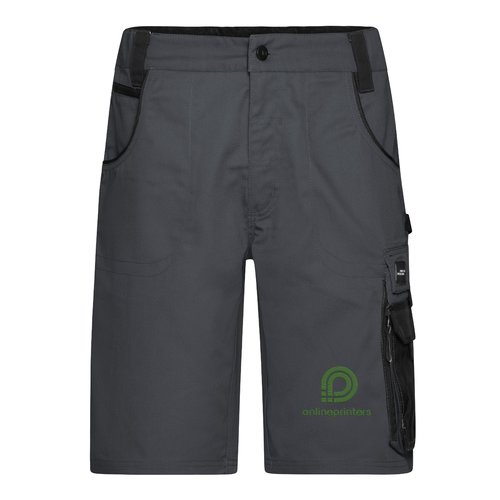 Pantalones cortos de trabajo gris oscuro/negro hechos de mezcla de poli�ster y algod�n con bolsillos.