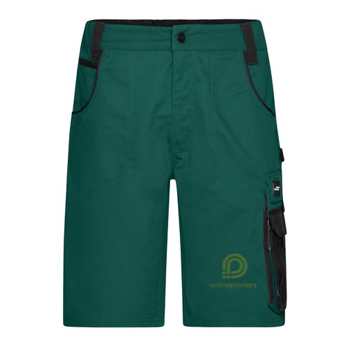 Pantalones cortos de tela verde, unisex, con m�ltiples bolsillos.