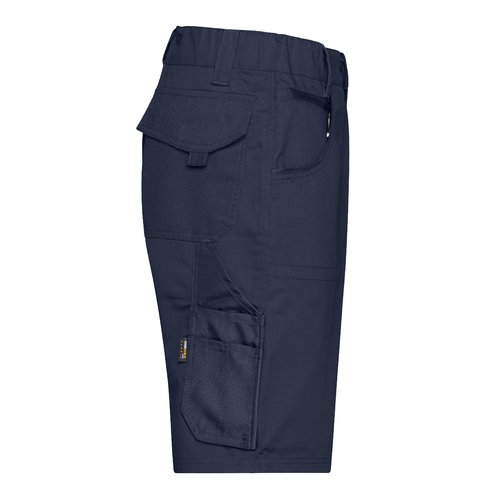 Pantalones cortos azul marino de mezcla de algodn con mltiples bolsillos.