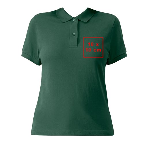 Polo de algodón verde para mujer con tapeta de botones corta.