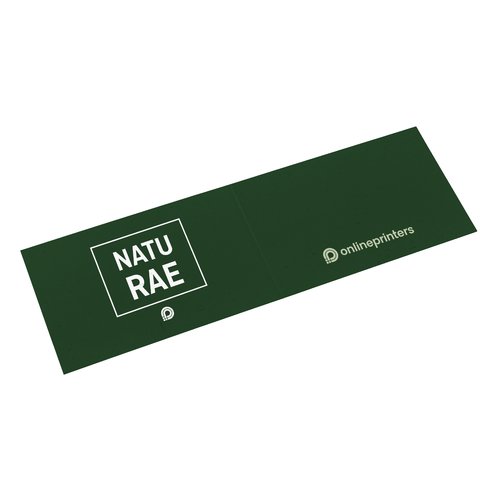Tarjetas de visita plegables de papel verde.