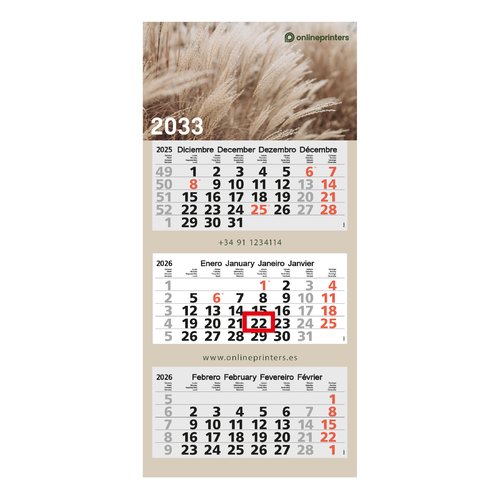 Calendario mensual de papel con varios bloques.