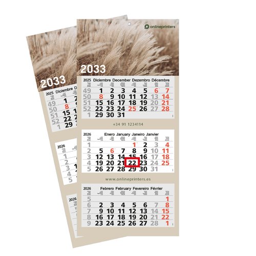 Calendario mensual de papel con varios bloques.