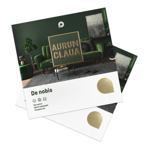 Tarjetas plegables de papel con estampado parcial en caliente.