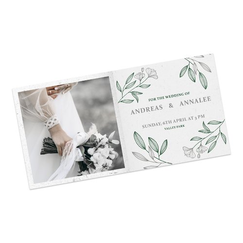 Tarjetas de boda de papel con estampado parcial en caliente.