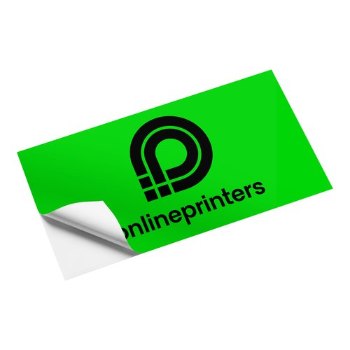 Adhesivo cuadrado de material flexible con forma personalizada.
