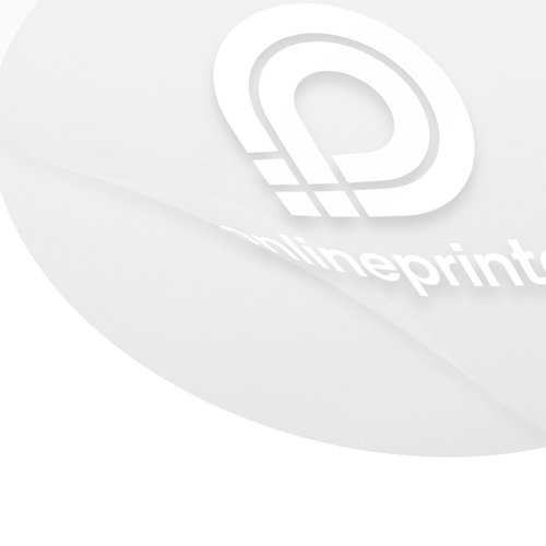 Adhesivo blanco de papel con forma personalizada.