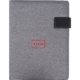 Carpeta de escritura gris con trabilla para bolgrafo y cierre magntico.
