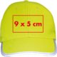 Gorra de bisbol amarilla de tela para nios con correa ajustable.