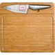 Tabla de cortar de madera con cuchillo.