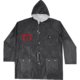 Impermeable negro con capucha, reversible y bolsillos.